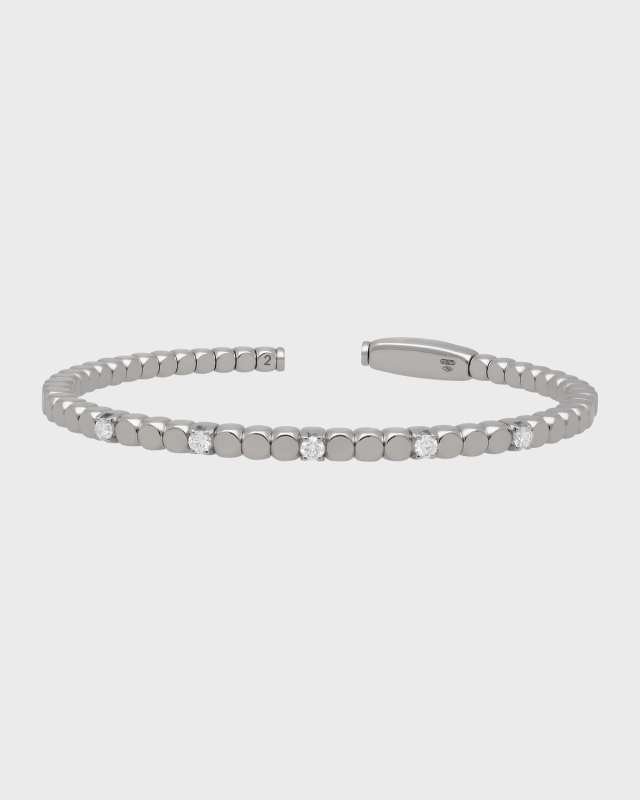 White Gold Dado Bangle with 5 Diamonds